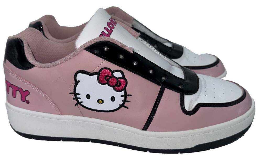 Hello Kitty by Sanrio Women’s 9 Pink Black White Casual Court Sneakers